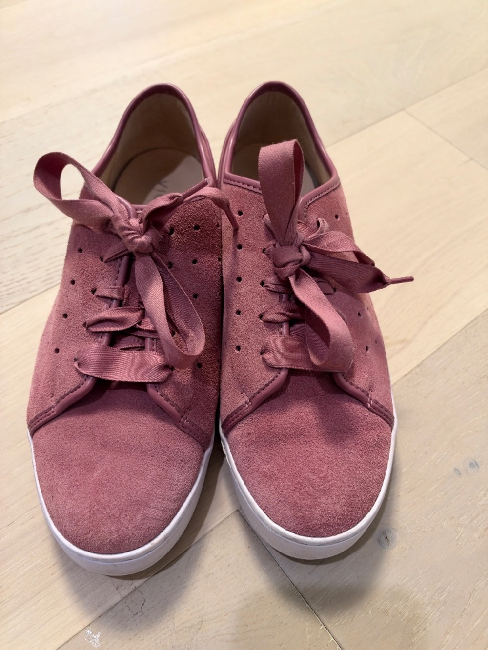 Vionic Keke Dusty Rose Suede Ribbon-Lace Sneakers — Size 9